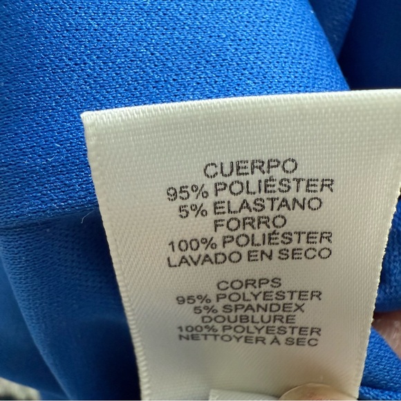 Eliza J Royal Blue Neoprene Ruffled Mid Length Cocktail Dress - Picture 8 of 9